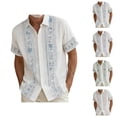 thumbnail image 1 of Beach Shirts for Men Summer Short Sleeve Button Down Lapel Collar Loose Fit Hoho Floral Print Casual Vacation Shirt, 1 of 5
