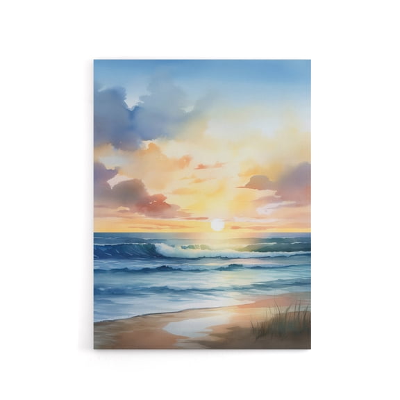 Beach Shore Waves Sunset Seascape Canvas Wall Art Print 18X24"