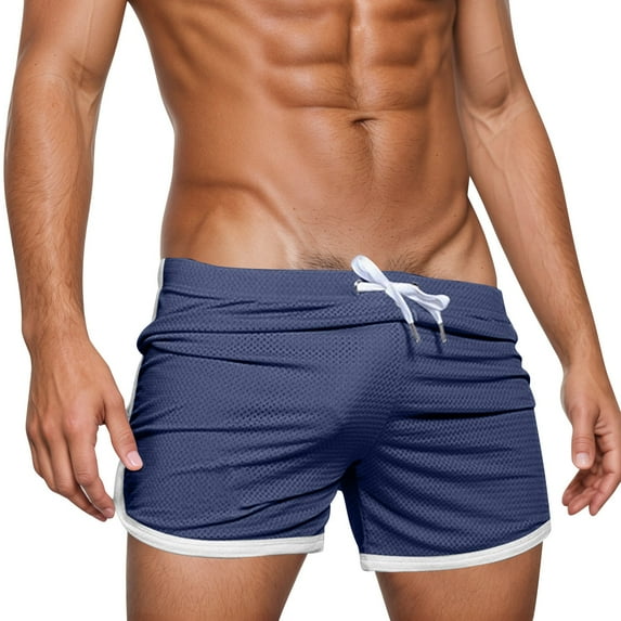 Beach Shorts Men Men's Board Shorts Swimming Surfing Casual Pure Color Drawstring Swim Trunks Mens Sweat Shorts Blue XXL