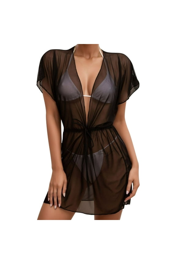 Beach Up Up Shorts Sheer Mesh Beach Up Women Sheer Wraps Cover Cover Wrap Bikini Up Pom Solid Cover Lace Bikinis Set Pants Cover Ups for Swimwear Women Beach Cover up Button down Swimsuit Cover up
