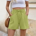 thumbnail image 1 of Beach Shorts Women Only Moment Womens Shorts Cotton and Linen Soft High Waist Shorts for Home,Summer with Pockets, Travel and Beach Vacation Green,L, 1 of 7