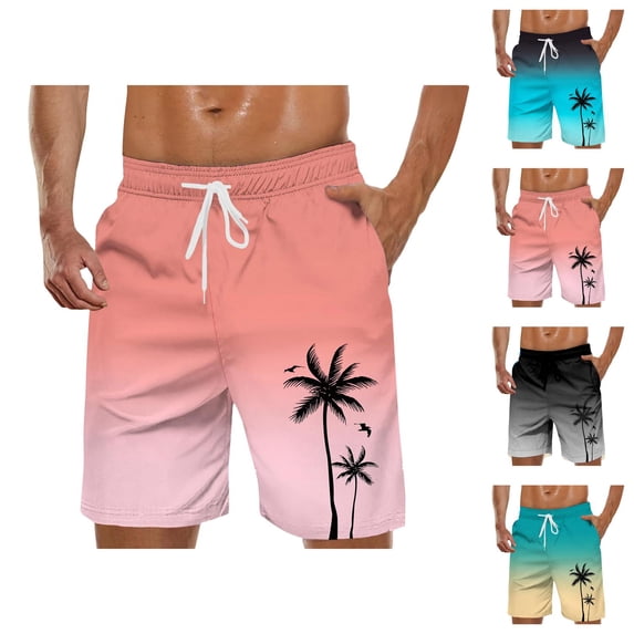 Beach Shorts for Men 2026 Summer Casual Elastic Waist Relaxed Fit Quick Drying Swim Trunks with Pockets