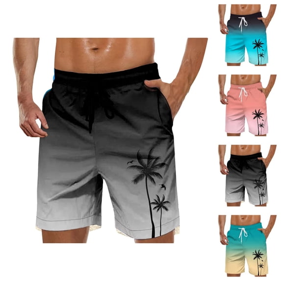Beach Shorts for Men 2026 Summer Casual Elastic Waist Relaxed Fit Quick Drying Swim Trunks with Pockets