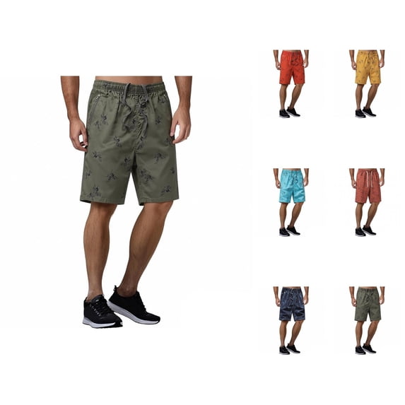 Beach Shorts for Men 2026 Summer Casual Lightweight Relaxed Fit Elastic Waist Straight Leg Shorts with Pockets