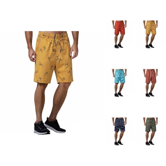 Beach Shorts for Men 2026 Summer Casual Lightweight Relaxed Fit Elastic Waist Straight Leg Shorts with Pockets