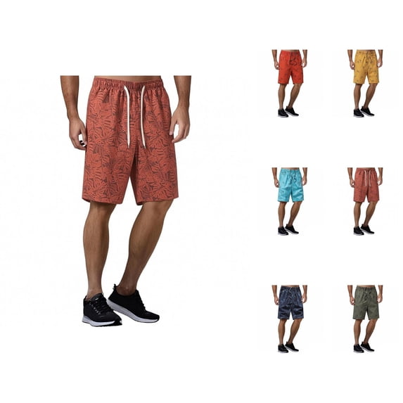 Beach Shorts for Men 2026 Summer Casual Lightweight Relaxed Fit Elastic Waist Straight Leg Shorts with Pockets