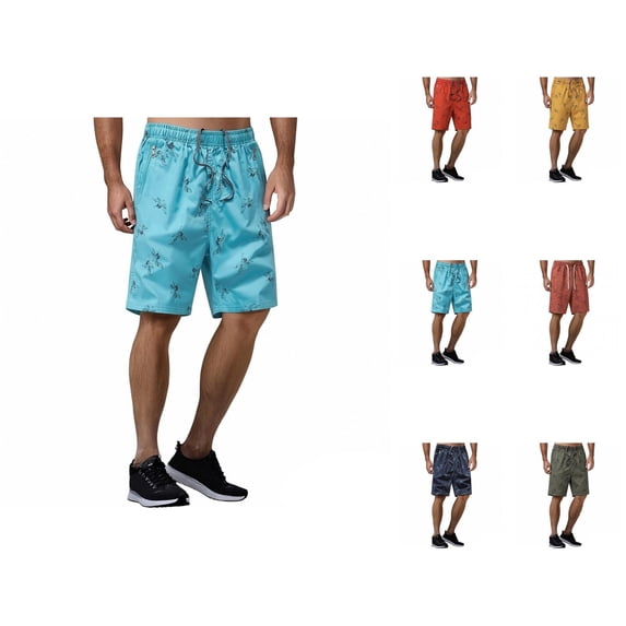 Beach Shorts for Men 2026 Summer Casual Lightweight Relaxed Fit Elastic Waist Straight Leg Shorts with Pockets