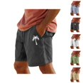 thumbnail image 1 of Beach Shorts for Men 2026 Summer Casual Relaxed Fit Elastic Waist Straight Leg Coconut Tree Printed Shorts with Pockets, 1 of 7