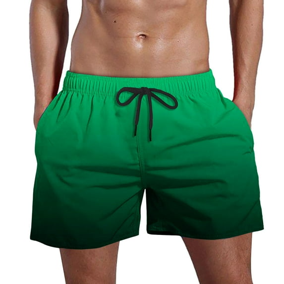 Beach Shorts for Men Summer Black White Contrasting Color Swim Trunks Mens Elastic Waistband Shorts Outdoor Shorts, 3X-Large, Green