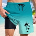 thumbnail image 1 of Beach Shorts for Men Summer Coconut Tree Print Quick Dry Bathing Suit With Pockets Drawstring Men's Swim Trunks Green L, 1 of 4