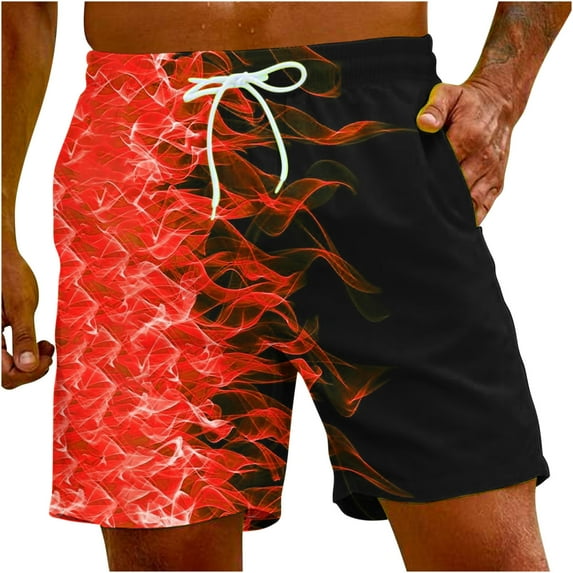 Beach Shorts for Men with Pockets,Men's Swim Trunks Quick Dry Colorful Printed Beach Board Shorts with Pockets Cool Mesh Lining Bathing Suits