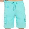 thumbnail image 1 of Beach Shorts for Men with Pockets and Liner Quick-Drying Straight Leg Drawstring Elastic Waist Casual Solid Color Knee Length Cargo Short Swim Trunks, 1 of 6