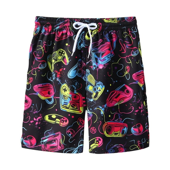 Beach Shorts for Teens Boys Summer Boys Swim Trunks Lightweight Quic Dry Drawstring Swimwear Breathable Elastic Waist Board Shorts with Pockets