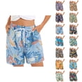 thumbnail image 1 of Beach Shorts for Women 2026 Summer Casual Floral Printed Elastic Waist Relaxed Fit Straight Leg Shorts with Pockets, 1 of 9
