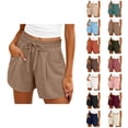 thumbnail image 1 of Beach Shorts for Women Summer Casual Lightweight Elastic High Waist Wide Leg Loose Fit Athletic Shorts with Pockets, 1 of 7