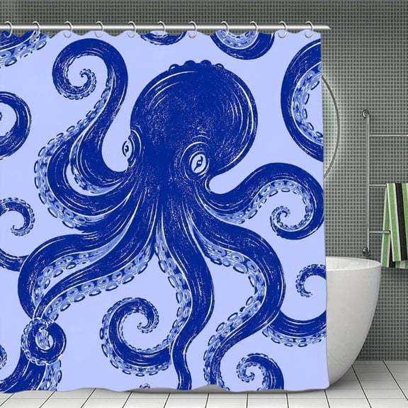 Beach Shower Curtain 70.8×70.8Inch Octopus Tentacle Repeat Print Shower Curtain Summer Ocean Theme Shower Curtain for Bathroom Decor,Fabric Waterproof with Hooks