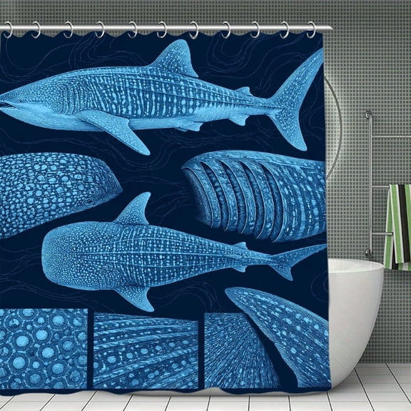 Beach Shower Curtain 70.8×70.8Inch Whale Shark Anatomy Shower Curtain Summer Ocean Theme Shower Curtain for Bathroom Decor,Fabric Waterproof with Hooks