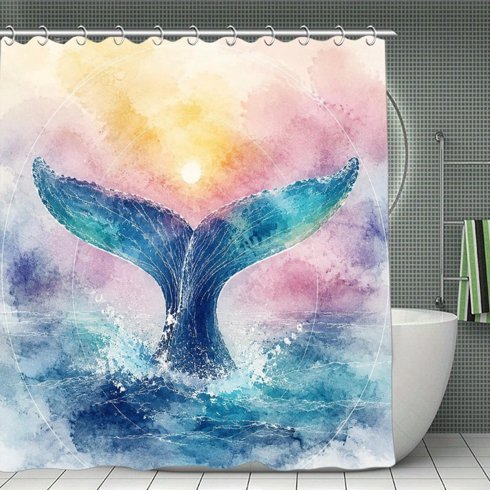 Beach Shower Curtain 70 8 70 8Inch Whale Tail Sunset Shower Curtain beach-shower-curtain-70-8-70-8inch-whale-tail-sunset-shower-curtain