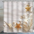 thumbnail image 1 of Beach Shower Curtain for Bathroom 72Wx72H inches Conch Sea Shell and Starfish on White Sand Print Nautical Theme Waterproof Shower Curtain Set with Hooks, 1 of 6