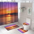 thumbnail image 1 of Beach Shower Curtain Bathroom Sets with Shower Curtain set and Rugs Sunset Seagull Ocean Sunrise Sand Summer Holiday Seashore Waterproof Polyester Decor with Hooks 72x72 inch, 1 of 4