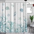 thumbnail image 1 of Beach Shower Curtain Coastal Nautical Starfish Shell Sea Life Coral Shower Curtain with 12 Hooks Fabric Waterproof Polyester Bathroom Curtain 72"*72", 1 of 6