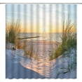 thumbnail image 1 of Beach Shower Curtain Ocean Sun Grass Seacoast Sand Seaside Coastal Sunrise Peaceful Seascape Fabric Bath Curtains Bathroom Polyester with Plastic Hooks 70x70Inch,Light Blue Yellow, 1 of 6