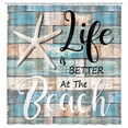 thumbnail image 1 of Beach Shower Curtain, Rustic Vintage Wood Ocean Quote Words Fabric Shower Curtain, Nautical Coastal Theme Shower Curtain with Hooks 69x70Inches, 1 of 5