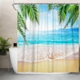 thumbnail image 1 of Beach Shower Curtain, Summer Seaside Scene Ocean Island Tropical Palm Leaf Printed Weighted Bottom Bathroom Curtain Waterproof Fabric Machine Washable with Hooks, 84''''Lx72''''W, 1 of 6