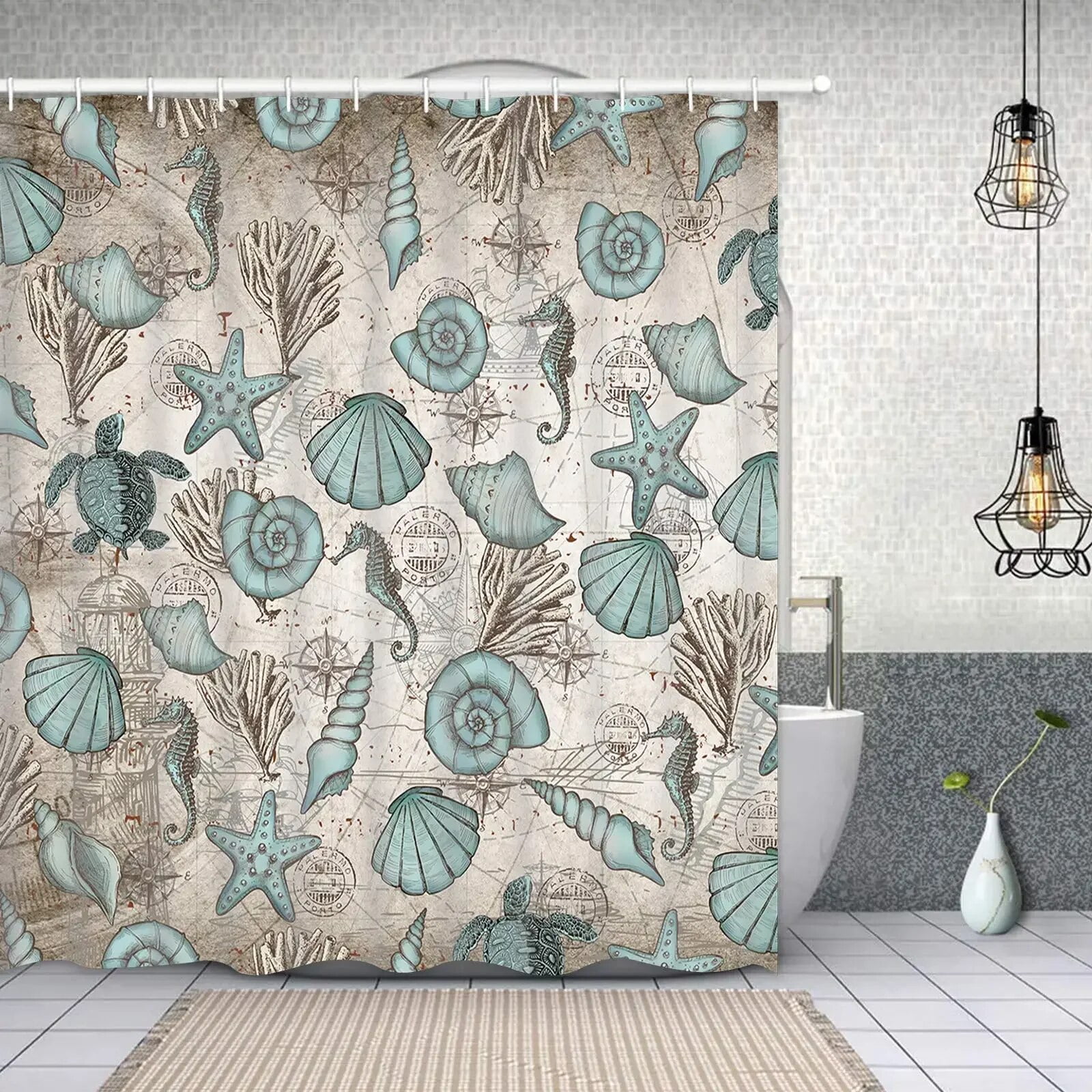 Beach Showers Curtain Coastal Shower Curtains with Seashells Staron