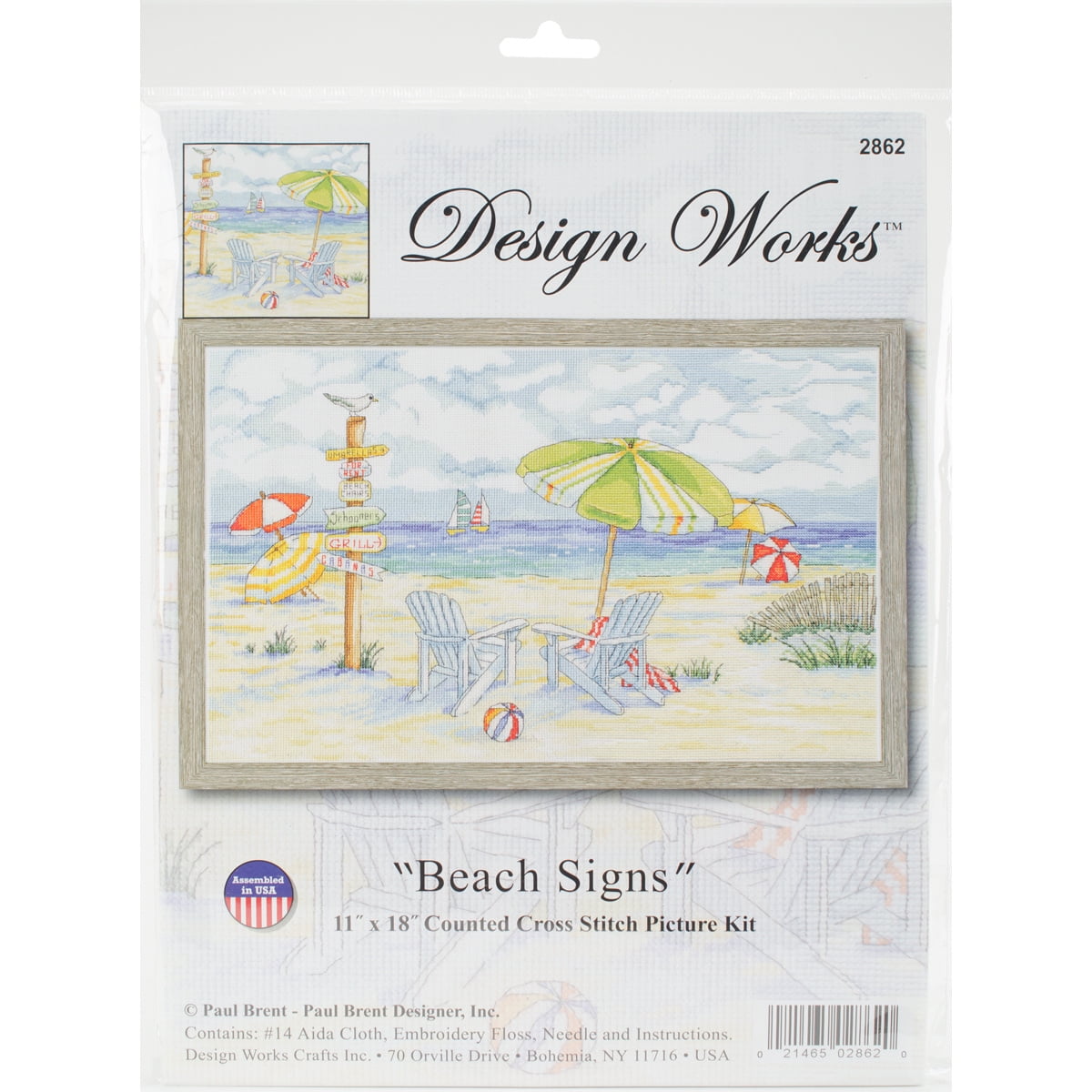 Beach Signs Counted Cross Stitch Kit, 11