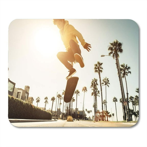 Beach Skater Boy Street in Los Angeles Skateboarding Venice Mousepad Mouse Pad Mouse Mat 9x10 inch