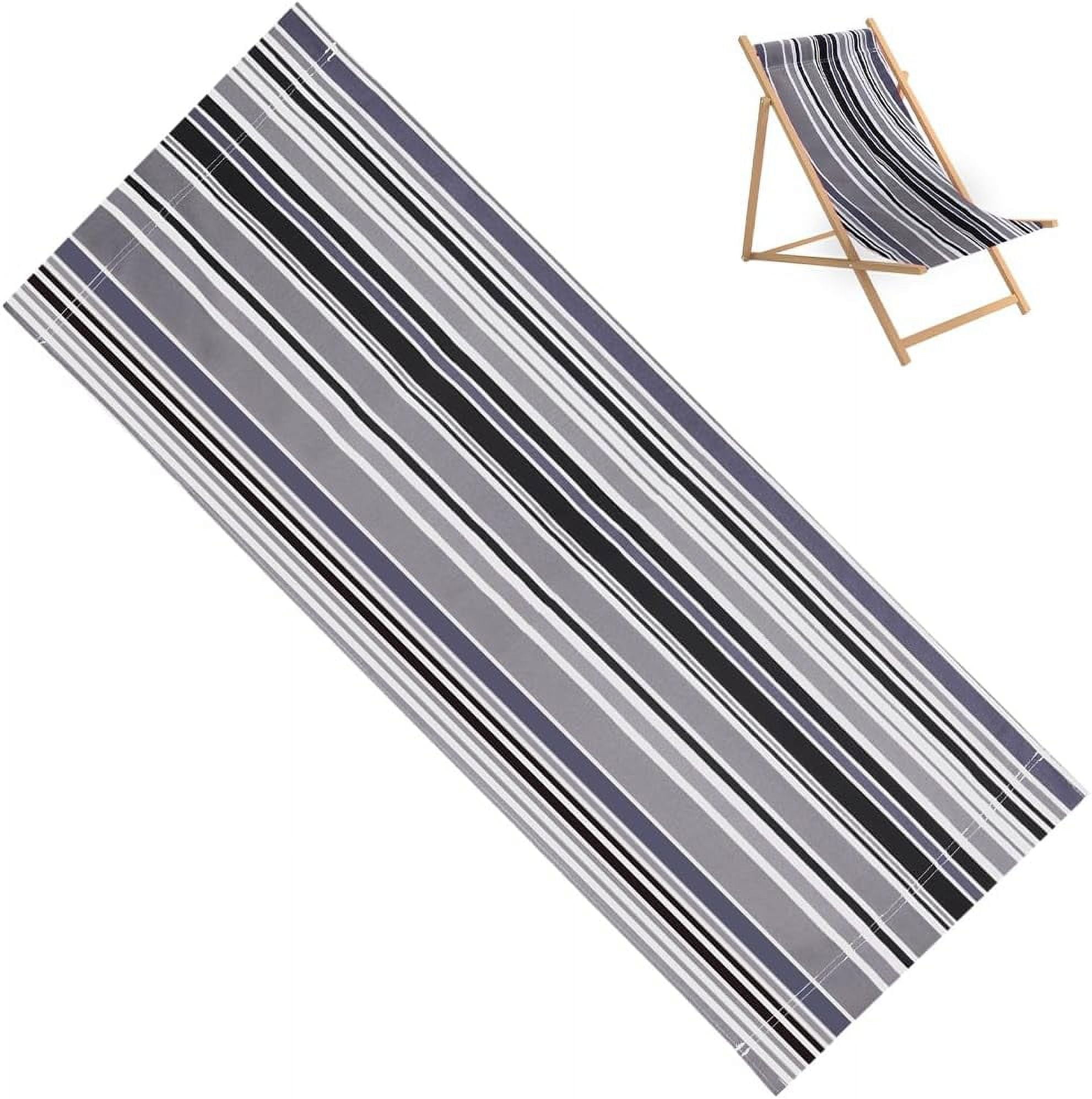 Beach Sling Chair Canvas 45x17 Inch Gray Black White Stripes ...