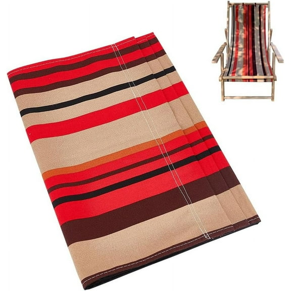 Beach Sling Chair Replacement Fabric Canvas Cloth Beach Lounge Chair Cover Red Stripe Pattern Sling Chair Replacement Canvas for Beach Chair(45.28x16.93inch)
