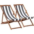 thumbnail image 1 of Beach Sling Chair Set, Folding Adjustable Frame Patio Lounge Chair Set of 2 Outdoor Solid Wood Frame Portable Reclining Beach Chair with White Polyester Canvas 3 Level for Beach Swimming Pool, 1 of 7