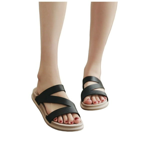 Beach Slip on Sandals for Women 2025 Waterproof Summer Pool Slides Wide Width Walking Slippers Indoor Outdoor