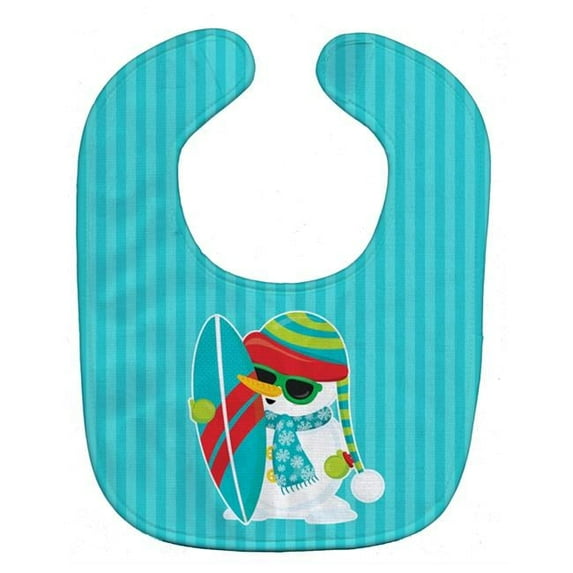 Beach Snowman Surfer Baby Bib