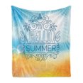 thumbnail image 1 of Beach Soft Flannel Fleece Blanket, Abstract Blurry Palm Tree Sunny Seashore Relaxing Seasonal Illustration, Cozy Plush for Indoor and Outdoor Use, 70" x 90", Pale Blue and Marigold, by Ambesonne, 1 of 5