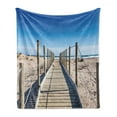 thumbnail image 1 of Beach Soft Flannel Fleece Blanket, Empty Beach with Pathway Mediterranean Heaven Serene Quiet Nobody Summer Peace Theme, Cozy Plush for Indoor and Outdoor Use, 50" x 70", Cream Blue, by Ambesonne, 1 of 5