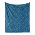 thumbnail image 1 of Beach Soft Flannel Fleece Blanket, Nautical Theme Starfish Shell Underwater Pearls Ocean Sea Continuous Pattern, Cozy Plush for Indoor and Outdoor Use, 50" x 70", Sea Blue and White, by Ambesonne, 1 of 5