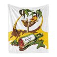 thumbnail image 1 of Beach Soft Flannel Fleece Throw Blanket, Image of Young Man in Hammock and Message in a Bottle at Beach Design, Cozy Plush for Indoor and Outdoor Use, 50" x 70", White Green Yellow, by Ambesonne, 1 of 5
