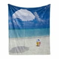 thumbnail image 1 of Beach Soft Flannel Fleece Throw Blanket, Summer Season Vibes Seashore Ocean View Sunny Ball Waves Sands Artwork, Cozy Plush for Indoor and Outdoor Use, 50" x 70", White Cream Blue, by Ambesonne, 1 of 6