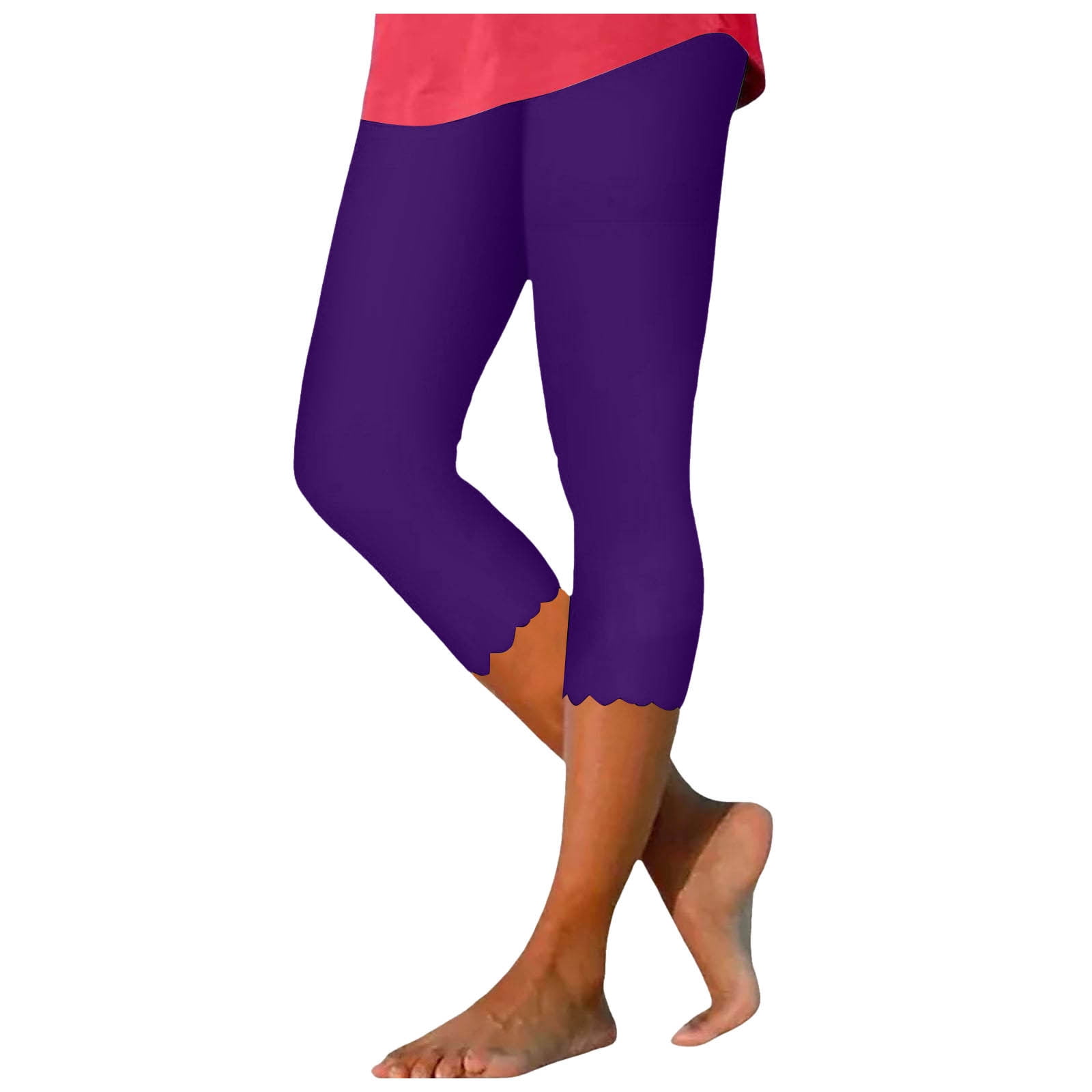 Beach Solid Color Running Leggings for Women High Waist Tummy Control Lifting Summer Patterned Tights Athletic High Waist Yoga Pants Elastic Casual High Waisted Skimpy Sexy Graphic Scrunch Walmart