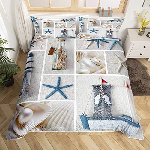 Beach Star Duvet Cover Ocean Marine Shell Themed Comforter Cover Sea ...