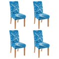 thumbnail image 1 of Beach Starfish and Marine Life Pattern Dining Chair Covers Set of 4, Stretch Washable Polyester Slipcovers, Removable Seat Protector for Tropical or Seaside Decor, 1 of 7