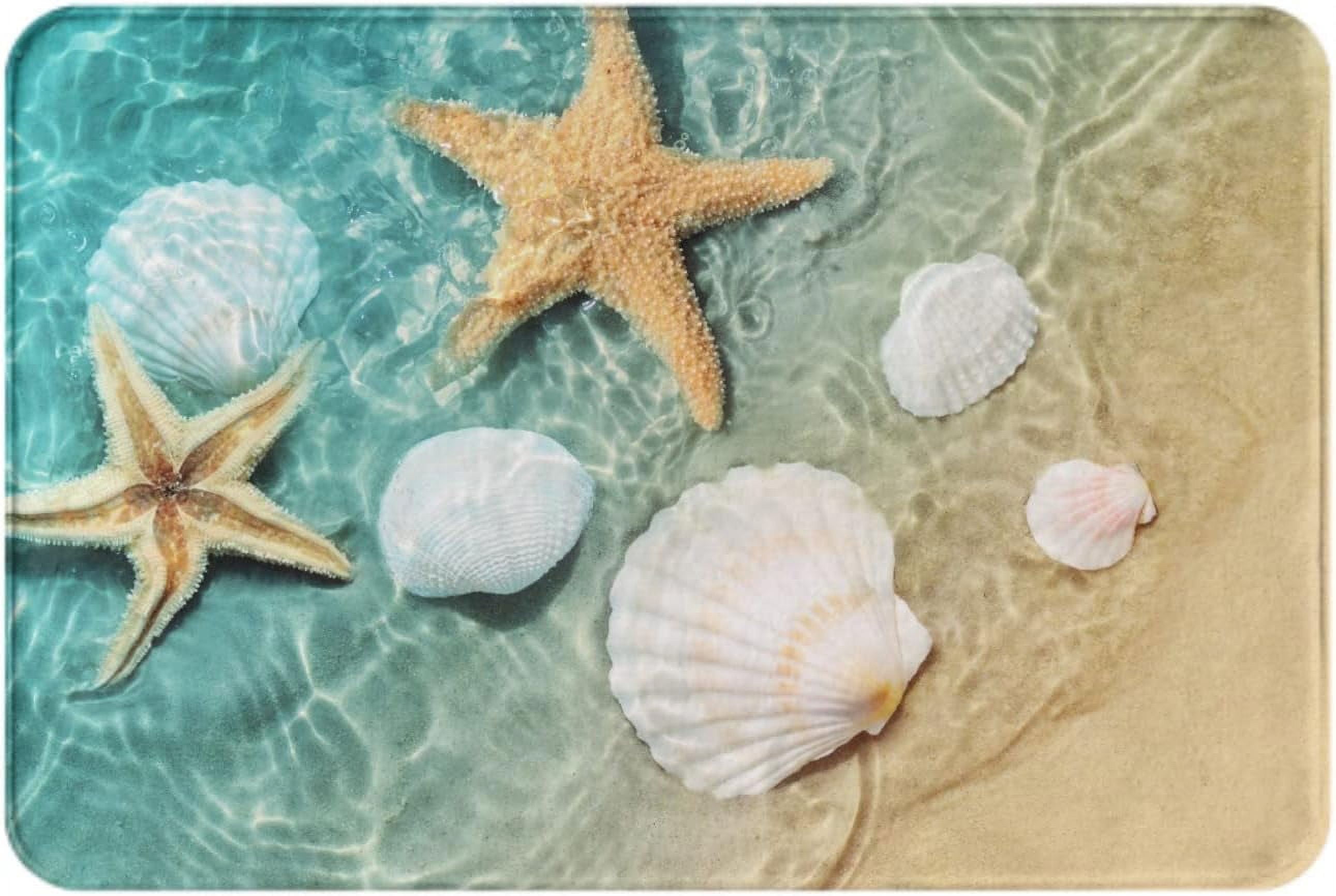 Beach Starfish Sea Shell Non Slip Mat Ocean Theme Bath Mats for