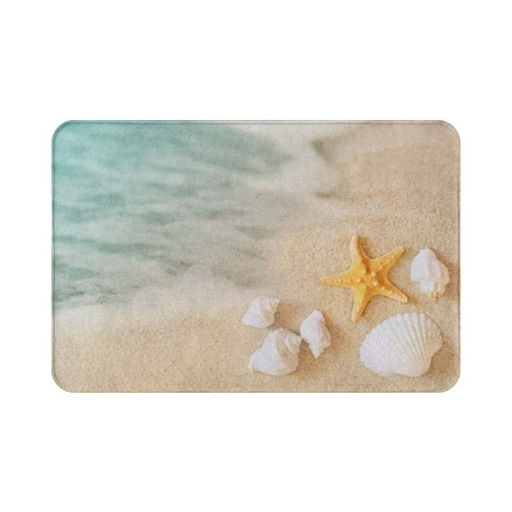 Beach Starfish Sea Shell Washable Cover Floor Rug Carpets Floor Mat Bathroom Decorations 16x24 Inches for Kitchen Bedroom Indoor