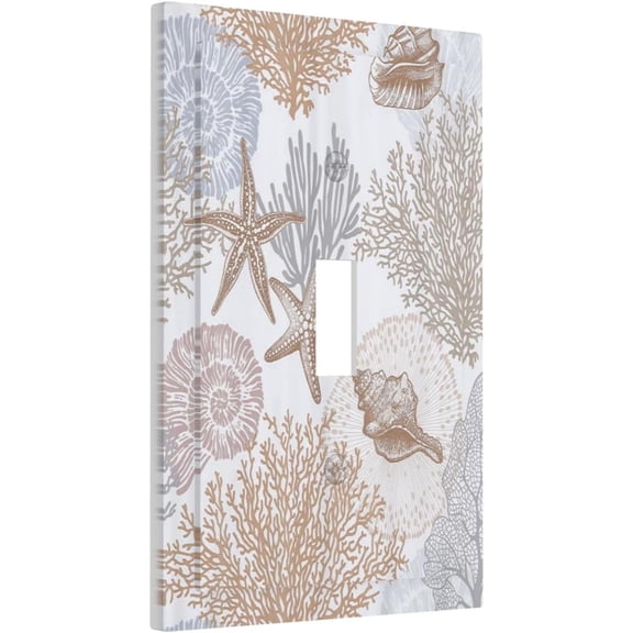 Beach Starfish Seashell Coral Light Switch Cover, 1 Gang Jumbo Toggle Wall Plate for Home Decor