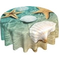 thumbnail image 1 of Beach Starfish Shell Round Tablecloth Washable Reusable Decoration Table Cover for Kitchen Party 60", 1 of 6