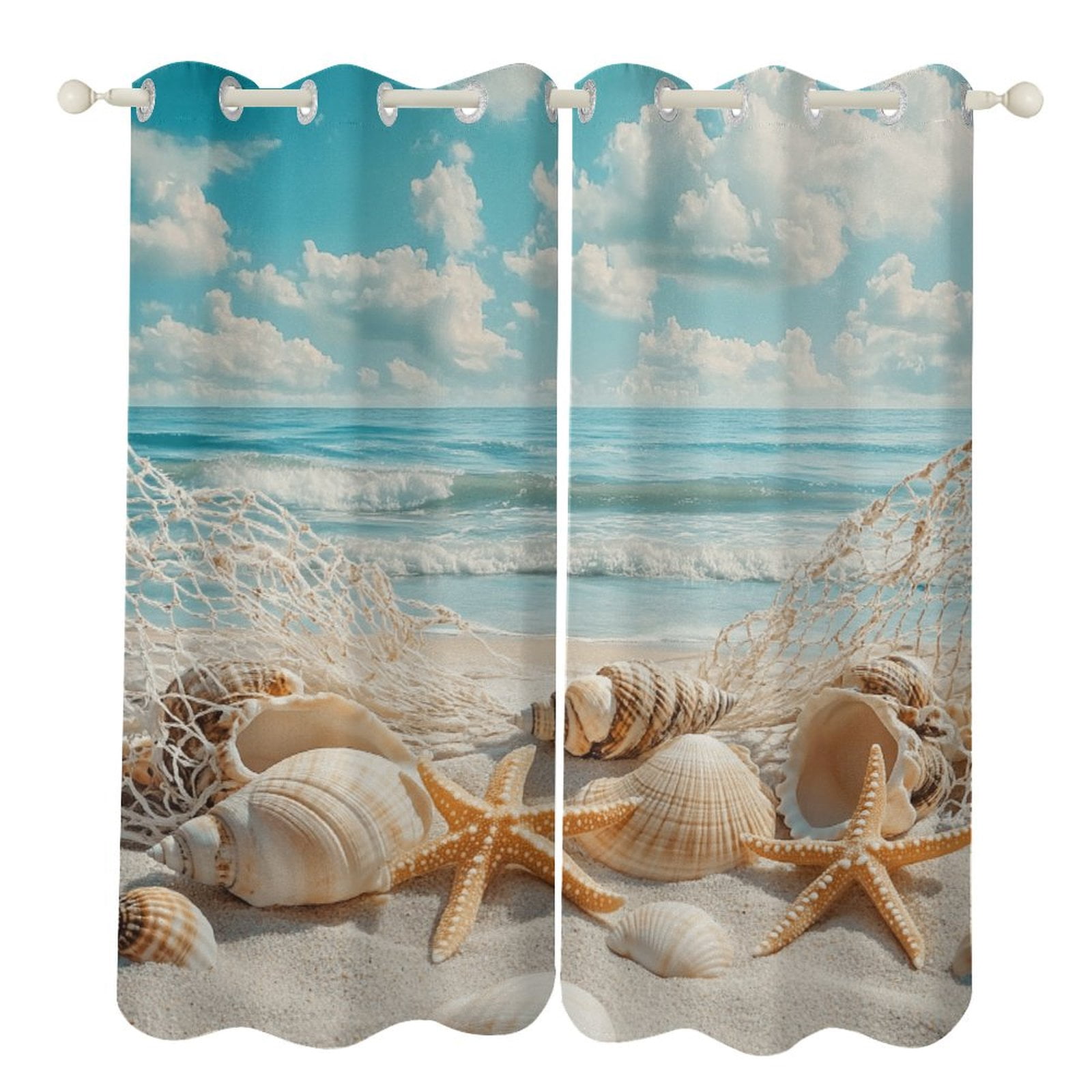 Beach Starfish Shells (10) 2 Panels 3D Printing Pattern Curtain for ...