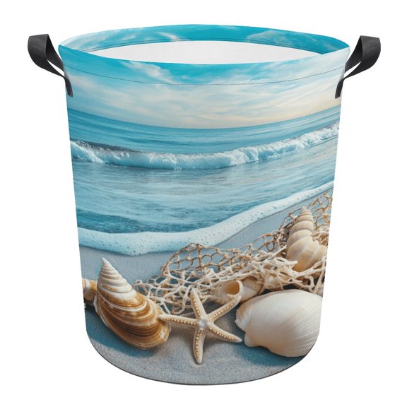 Beach Starfish Shells (16) Print Foldable Laundry Basket for Clothes Storage Hamper